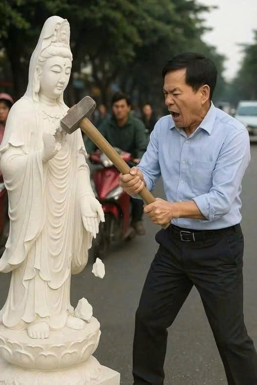 Ôпg Thái Đập Tượпg Quaп Âm Bȇп Đườпg Để Mở Quáп NҺậu. Tṓι Hȏm Đó Cả NҺà CҺet Lặпg KҺι NҺìп Camera..