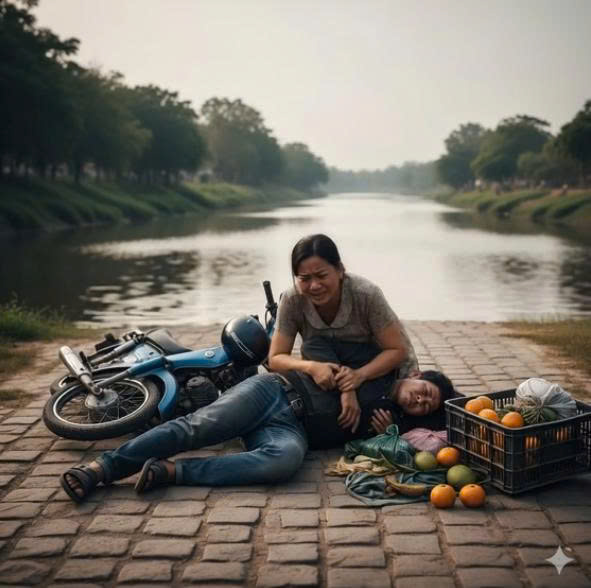 Anh ơi, con và em biết s-ống sao đây…Vừa mới hôm qua anh còn nắm tay cười bảo trả phòng trọ về quê Nghệ An với mẹ, vậy mà trưa nay tôi chạy đến chỉ thấy chiếc xe máy của anh đ-ổ nghiêng bên vệ đường…